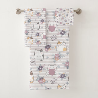Conjunto De Toalhas Cute cat pattern