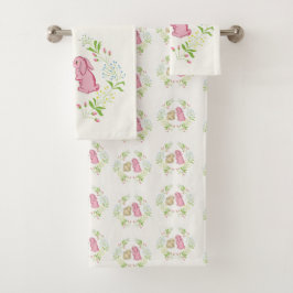 Conjunto De Toalhas Cute Childs Wreath Bunny Towel Set