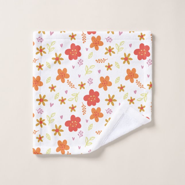 Conjunto De Toalhas Cute Floral Pattern – Warm Retro Flowers on Black (Pano de lavar)