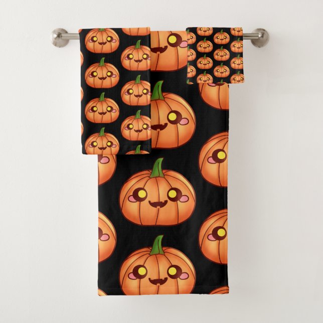 Conjunto De Toalhas Cute Halloween Jack O Lanterna (Insitu)