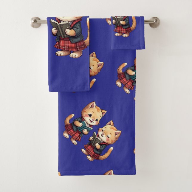 Conjunto De Toalhas Cute Orange Kitties Reading Burns Night Poetry (Insitu)