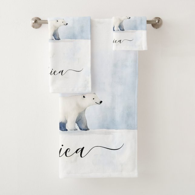 Conjunto De Toalhas Cute polar bear script name (Insitu)