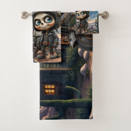 Conjunto De Toalhas Cute Skull Biker | Passeio ao Luar pelo Deserto