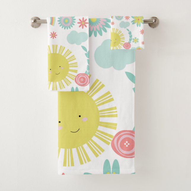 Conjunto De Toalhas Cute Sunshine Arco-íris Floral Verão    (Insitu)