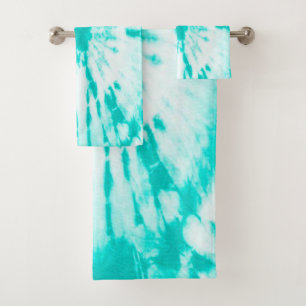 Conjunto De Toalhas Cyan Tie Dye Pattern Bonito Beachy 