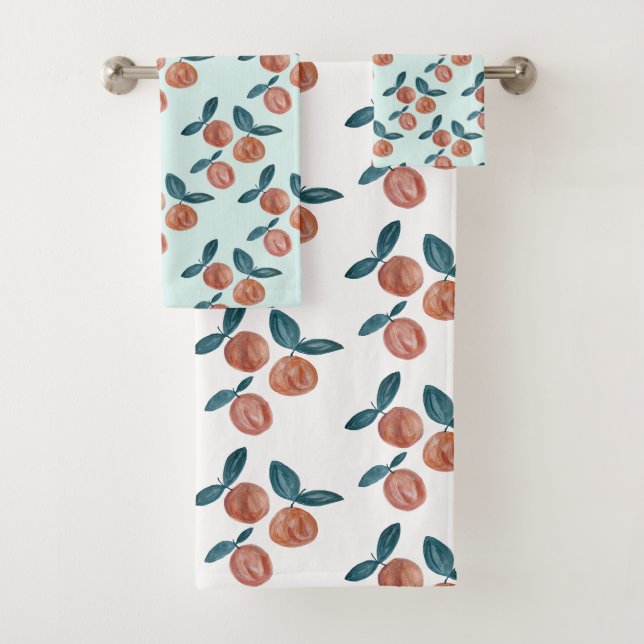 Conjunto de toalhas da Fruta da pintura do pêssego (Insitu)