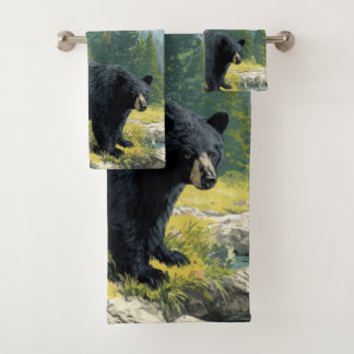 Conjunto de Toalhas da Natureza Urso Preto Persona