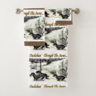 Conjunto De Toalhas Dachshund Christmas