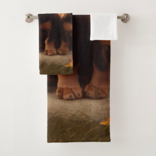Conjunto De Toalhas Dachshund Puppy Autumn Delight Pumpkin
