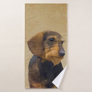 Conjunto De Toalhas Dachshund (Wirehaired): Pintura original de cães