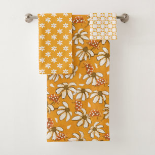 Conjunto De Toalhas Daisies e Ladybugs amarelo ensolarado