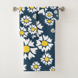 Conjunto De Toalhas Daisy Pattern, Floral Pattern, White Daisies