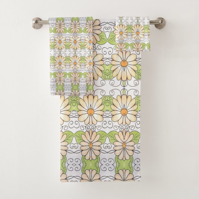 Conjunto De Toalhas Daisy Pattery Bath Towel Set (Insitu)