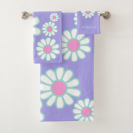 Conjunto De Toalhas Daisy Simple Monograma Roxo