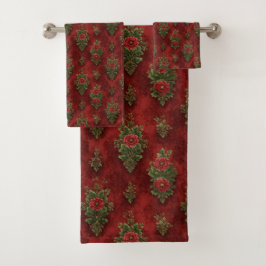 Conjunto De Toalhas Damascado Festivo