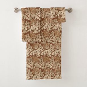 Conjunto De Toalhas Damasco da flor, Taupe Tan e creme Jacobean
