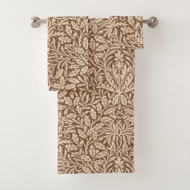 Conjunto De Toalhas Damasco floral, Taupe e bege de Nouveau da arte (Insitu)