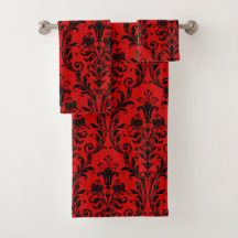 Damasco Floral Vermelho e Preto