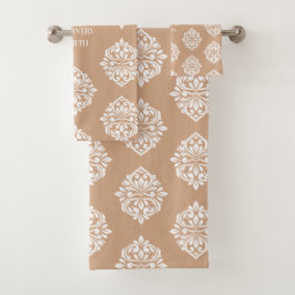 Conjunto De Toalhas Damask Ambience Personalizado Suave Beige