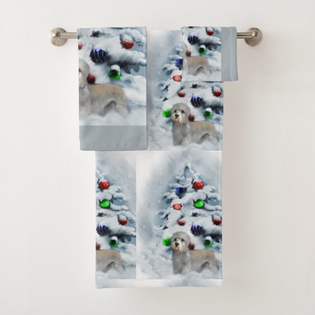 Conjunto De Toalhas Dandie Dinmont Terrier Christmas (Insitu)