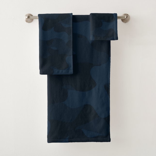 Conjunto De Toalhas Dark Blue Camo Abstract (Insitu)