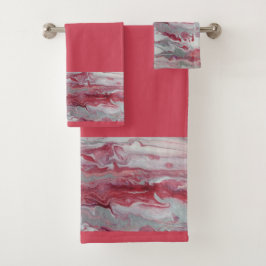 Conjunto de toalhas de Abstrato de prata e cor-de-