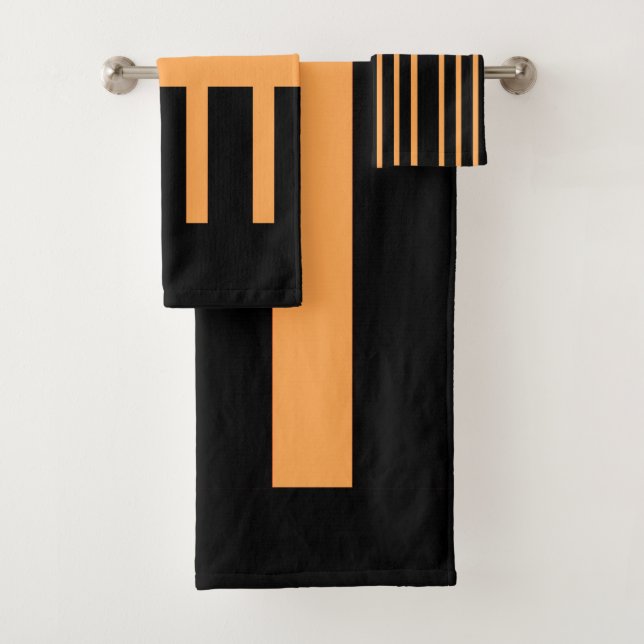 Conjunto de toalhas de algodão, preto e laranja (Insitu)