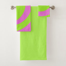 Conjunto de Toalhas de Arte Abstrata Verde Lima e