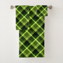 Conjunto de toalhas de banheira de Xadrez verde de
