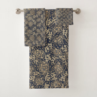 Conjunto de toalhas de Banheiro Azul e Creme Batik