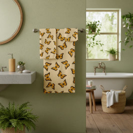 Conjunto de Toalhas de Banheiro Borboletas Laranja