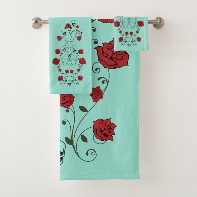 Conjunto de Toalhas de Banheiro Caveiras & Rosas A (Insitu)