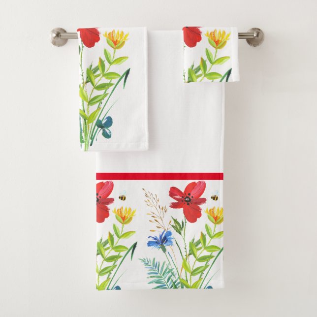 Conjunto de Toalhas de Banheiro com Jardim de Flor (Insitu)