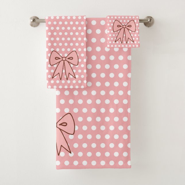 Conjunto de Toalhas de Banheiro com Laço Rosa Retr (Insitu)