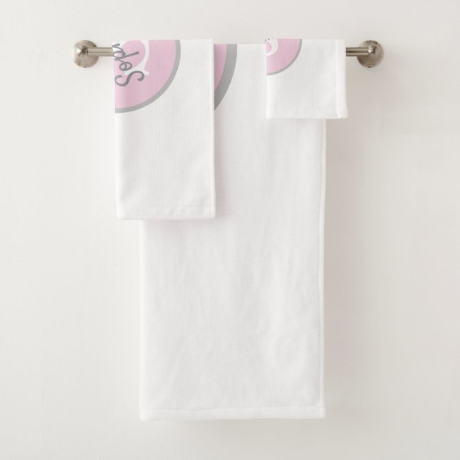Conjunto de Toalhas de Banheiro com Monograma Rosa (Insitu)
