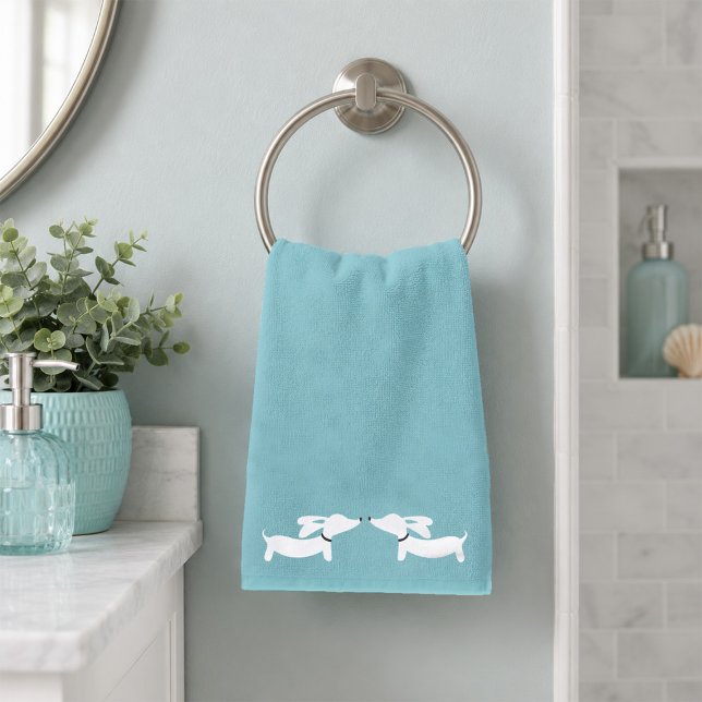 Conjunto de Toalhas de Banheiro Dachshund | 3 Peça (Dachshund pale blue hand towel
)