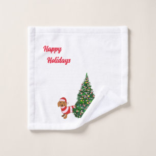 Conjunto de Toalhas de Banheiro Dachshund de Natal