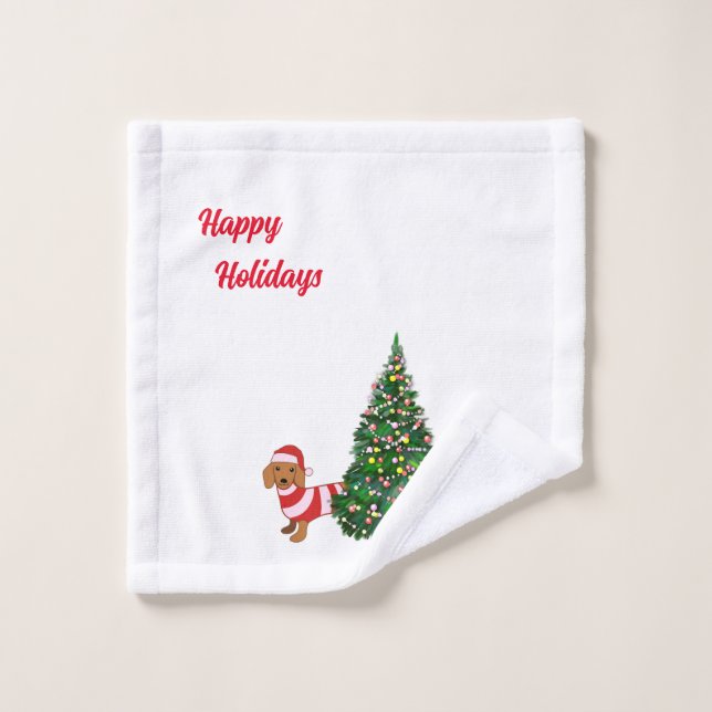Conjunto de Toalhas de Banheiro Dachshund de Natal (Pano de lavar)