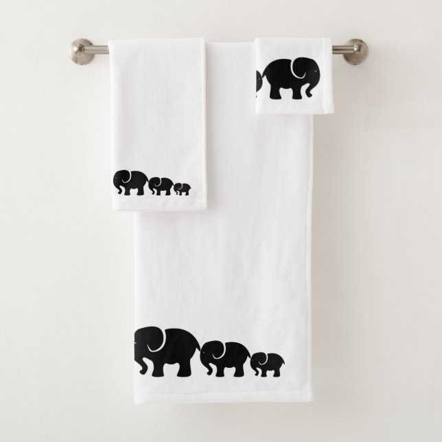 Conjunto de Toalhas de Banheiro de Elefante Preto  (Insitu)