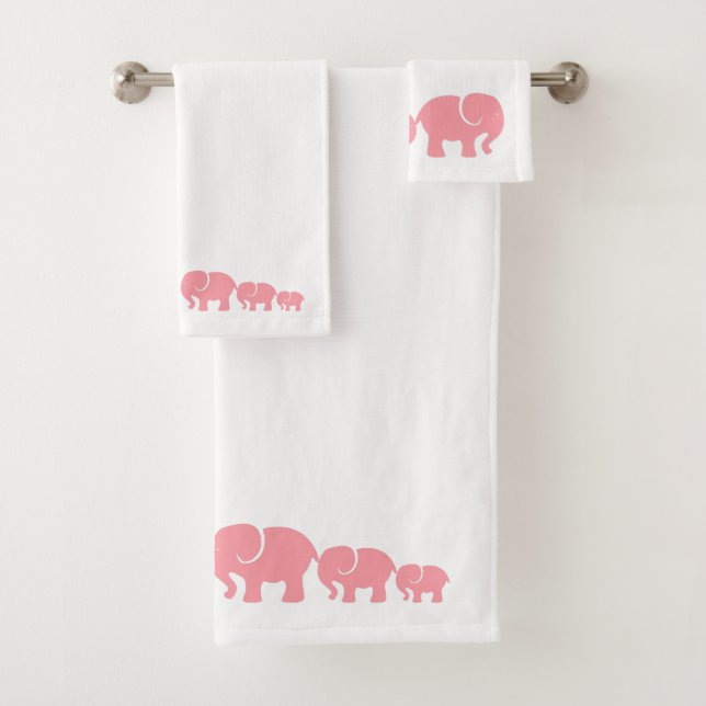 Conjunto de Toalhas de Banheiro de Elefante Rosa F (Insitu)