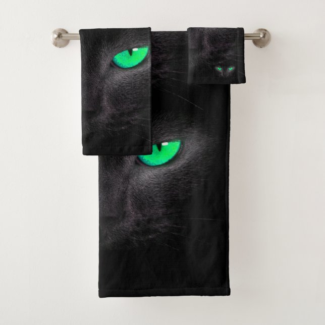 Conjunto de Toalhas de Banheiro de Olhos Verdes Pr (Insitu)