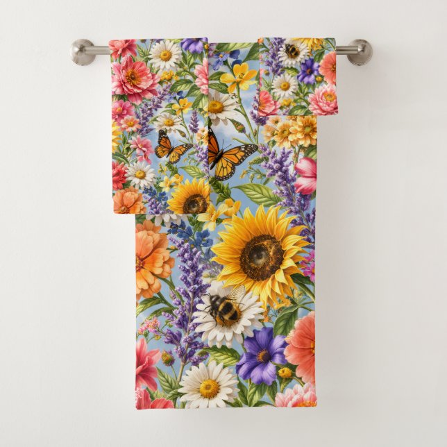 Conjunto de Toalhas de Banheiro Floral Girassol (Insitu)