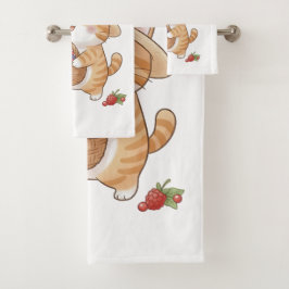 Conjunto de Toalhas de Banheiro Kawaii Cat & Berri