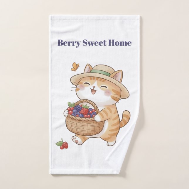 Conjunto de Toalhas de Banheiro Kawaii Cat & Berri (Toalha de mão)