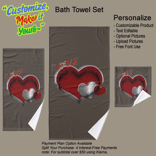 Conjunto de Toalhas de Banheiro Marrom mágico do C (Heart Magic Bathroom Towel Set Featuring a Brown Background.)