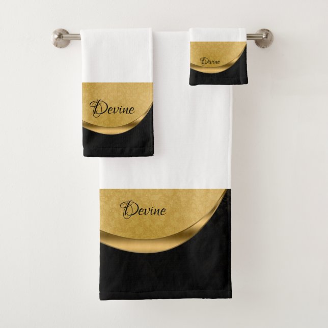 Conjunto de toalhas de Banheiro Preto e Dourado Pe (Insitu)