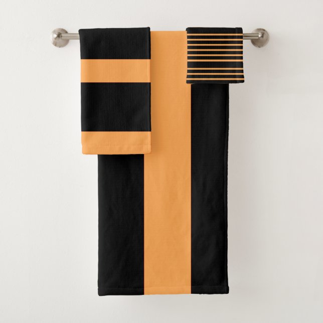 Conjunto de toalhas de Banheiro Preto e Laranja (Insitu)