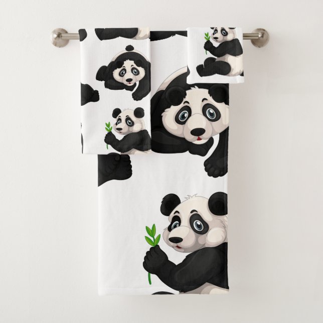 Conjunto de Toalhas de Banheiro Ursos Panda (Insitu)