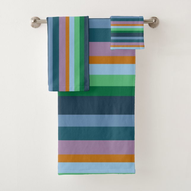 Conjunto de Toalhas de Banheiro Verde, Rosa e Azul (Insitu)