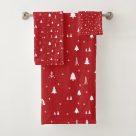 Conjunto de Toalhas de Banho Árvores de Natal e Fl